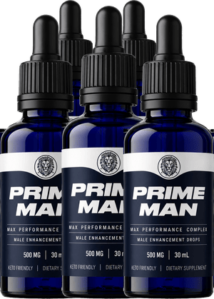 Five bottles of Prime Man Drops, the buy three get two free package