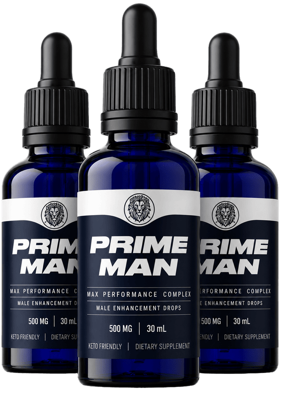 Three bottles of Prime Man Male Enhancement Drops, 500 mg, 30 mL each